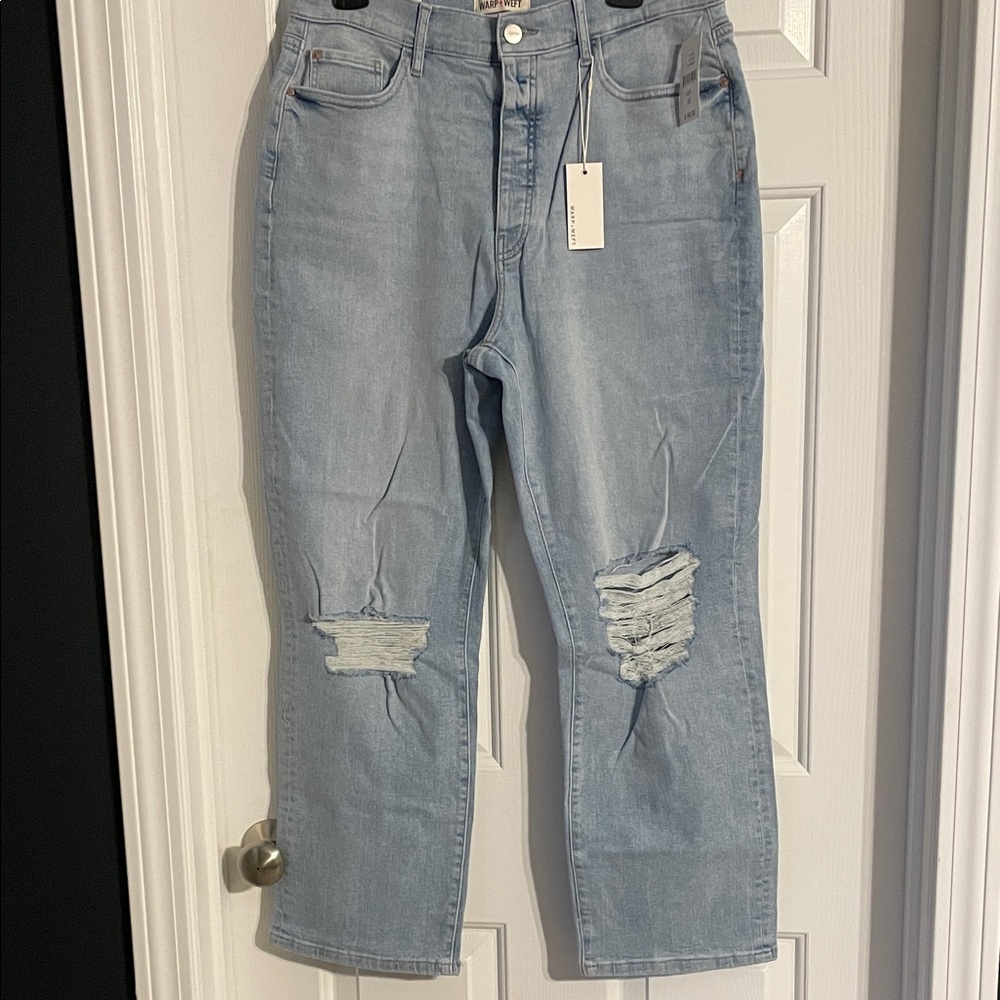 *NWT* Warp + Weft ASE- Light Blue Crop Straight Leg Jeans